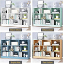 IOTXY Open Shelf Low Bookcase - Wooden 3-Tier Floor Standing Display Cabinet Organizer with Base, 10 Cubes Short Horizontal Bookshelf in Warm White by CozyNest Decor