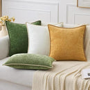 MIULEE Pack of 2 Christmas Pillow Covers 24x24 Inch Moss Green Farmhouse Decorative Throw Pillow Covers with Stitched Edge Soft Chenille Solid Dyed Couch Pillow Covers for Sofa Bed Living Room by CozyNest Decor