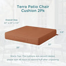 Codi Outdoor Seat Cushions for Patio Furniture 22x22 Inch, Waterproof Chair Cushion with Handles & Adjustable Straps, Fade Resistant - Set of 2, Spice by GreenHaven Gardens
