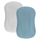Hooyax Baby Lounger Cover 2 Pack - 100% Muslin Cotton Newborn Lounger Pillow Covers Only, Soft Breathable Infant Lounger Cover with Reinforced Stitching, Fits Most Standard Baby Loungers (Blue Grey) by TinyTreasures Baby Boutique