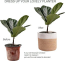 11" Cotton Rope Plant Basket Modern Woven Baskets for 10" Flower Pot Floor Indoor Planters,Storage Organizer Baskets Home Decor,Brown White 11"x 11" by CozyNest Decor