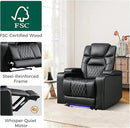 ANJ Power Recliner Chair with USB Port, Electric PU Leather Home Theater Seating for Living Room, Movie Reclining Chairs with Blue Ambient Lighting, Hidden Arm Storage, Cup Holders (Black) by CozyNest Decor