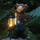 Solar Garden Statues -Highland Cow Lantern Outdoor Handmade Resin Statue with LED Light, and Welcome Holder for Patio, Yard, Gift Ideas (cow2) by CozyNest Decor