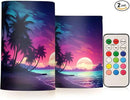 Flickering Flameless Candles, Palm Tree Beach Tropical LED Candles with Remote Timer, Set of 2 Battery Operated Candle for Valentine Wedding Birthday by GreenHaven Gardens