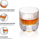 KAMMAK Crystal Whiskey Glasses Set of 2, 7.44oz Old Fashioned Glasses Stemless, Luxury Hand Blown White Cocktail Glasses, Handcrafted Cut Design Octagon Cup for Women, Men Gift for Bourbon by CozyNest Decor