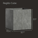 Reglito Cube Planter – Fiberglass Indoor/Outdoor and Weather-Resistant Large Planter (Grey Stone, 39.4" L x 39.4" W x 40" H) by GreenHaven Gardens