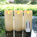Homemory 3"x7" Outdoor Waterproof Flameless Candles with Timers and Remote Control, Battery Operated Candles, LED Plastic Candles, Ivory, Set of 3 by CozyNest Decor