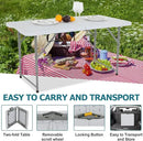 4FT Folding Table, Height Adjustable Table, Heavy Duty Plastic Tables Portable Fold-in-Half Utility Table w/Handle & Lock for Camping BBQ Party Banquet Wedding Market Events, 330LBS by GreenHaven Gardens
