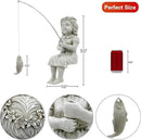 Goodeco Fishergirl Statue Garden Decor - 11" Little Fishing Guy for Koi Pond or Waterfalls, Poolside Statue with Glow in Dark Pebbles Included, Great Gifts for Mom, Women or Birthdays, Gift Ideas by GreenHaven Gardens