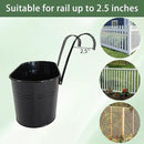 6 Pack Metal Hanging Planter for Outdoor Plants, 10 Inch Black Fence Planters Railing Pots for Garden Patio Balcony Decor, Flower Bucket with Detachable Hooks (Black, 6Pcs) by CozyNest Decor