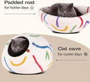 MEOWFIA Cat Cave – Premium Felt Cat Bed for Indoor Cats, Handmade 100% Merino Wool (Large, Ivory Rainbow) by CozyNest Decor