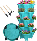 Vertical Planter 5 Tier Stackable Planters Garden Planters Strawberry Herb Flower and Vegetable Planter Indoor Outdoor Gardening Pots with Removable Wheels and Tools by CozyNest Decor