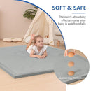 Baby Play Mat for Floor,1.3" Thick Elasti-Foam 50x50 Playpen Mat for Toddlers Infant Kids,Water-Repellent Soft Coral Velvet Tummy Time Mat,Non Slip Crawling Mat,Tatami Mat(Light Grey) by TinyTreasures Baby Boutique