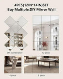 Full Length Wall Mirror Tiles, 12'' x 14'' x 4PCS, Acrylic Unbreakable Full Body Mirror for Bedroom Squares Shatterproof Mirror Sheets Wall Mounted for Home Gym Door by CozyNest Decor