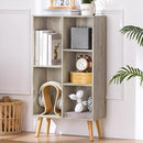 5 Cube Small Bookshelf,3 Tier Mid-Century Modern Bookcase with Legs,Wood Bookshelves Storage Organizer Shelf,Free Standing Narrow Book Shelves,Rustic Grey Corner Bookcases for Bedroom,Living Room by CozyNest Decor