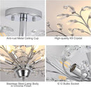 Ganeed Frozen Crystal Branch Close to Ceiling Light Chrome Silvery Vintage Chandelier with 5-Light Heads, Modern K9 Crystal Chandelier for Dining Room Living Room Bedroom Kitchen Over Table by CozyNest Decor