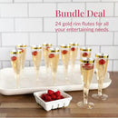 Prestee Set of 24 Plastic Champagne Flutes with Gold Rim - 4.5 oz - Shatterproof Disposable Glasses for Weddings, Cocktail Parties, and Outdoor Celebrations by CozyNest Decor