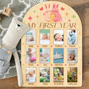 ORIGACH My First Year Baby Growth Photo Display Wood Board - 12 Months Newborn Milestones Photo Board - Neutral Baby Keepsake Frame 1st Birthday Party Nursery Decor New Mom Gift - Rabbit by TinyTreasures Baby Boutique