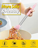 Silicone Pasta Fork and Ladle Spoon Set, Large Non Stick Kitchen Utensils for Cooking,Stirring,Serving Spaghetti, Soup, Sauce (PINK) by CozyNest Decor