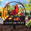 Personalized Name Garden Cardinal Metal Signs with Stake, Custom Family Name Yard Decor for Outdoor Outside, Cardinal Lawn Patio Stake Gardening Enthusiasts Grandmothers Gift by CozyNest Decor