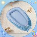 Baby Lounger - Baby Lounger for Newborn 0-24 Months, Breathable & Soft Cotton and Velvet Cover Baby Nest, Portable Tummy Time Lounger for Home and Travel, Ideal Baby Essentials & Shower Gifts by TinyTreasures Baby Boutique
