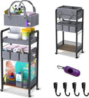 2IN1 Baby Diaper Caddy Organizer-3 Tier Rolling Storage Cart with Dividers - Bedside Diaper Caddy Cart for Baby Nursery Newborn Essentials-Mobile Utility Carts with Wheels for Changing Table by CozyNest Decor