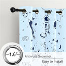 Kids Space Rocket and Astronaut Blackout Curtains - 100% Blackout, Thermal Insulated, Noise Reducing, Perfect for Kids Room and Nursery, 2 Panels (Sky-Blue Space Doodles, W52×L84) by TinyTreasures Baby Boutique