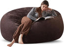 Bean Bag Chair 6Ft, Memory Foam Filled, Large Beanbag Chairs for Adults and Teens, Soft Sofa with Removable Flannel Cover, Round Couch for Living Room Bedroom College Dorm (Brown, 6FT-67×67"×24") by CozyNest Decor