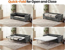 Pull Out Sofa Bed, Full Size Sleeper Sofa, 2-in-1 Convertible Corduroy Couch with USB Charging, Memory Form Couch for Living Room, Apartment and Small Space (Dark Grey, Chenille - Queen Size) by CozyNest Decor