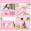 Pink Baby Playpen with Mat, 50x50 Inch Playpen with Mat Waterproof for Babies and Toddlers Play Pen for Girls Pink Playards Safety Gate Fence Active Center Indoor by TinyTreasures Baby Boutique