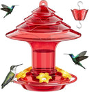 Birdream Hummingbird Feeder for Outdoors Hanging, 20oz Hummingbird Feeders with 5 Bee Guard Feeding Ports & Built-in Ant Moat Brush Leak-Proof for Outside Gifts for Women - Solid Red by GreenHaven Gardens