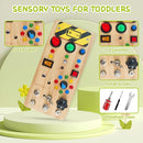 TenFans Montessori Busy Board with 8 LED Light Modes - Sensory Toys for 1-3 Year Olds & Airplane Travel, Wooden Activity Board Develops Fine Motor Skills by TinyTreasures Baby Boutique