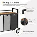Laundry Hamper, Laundry Basket, Laundry Sorter with 3 Removable Bags, Clothes Basket with 3 Compartments, Wheels, Shelf for Laundry Room Bathroom Bedroom (3 Bags-Black Grey White) by CozyNest Decor
