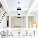 Large Outdoor Pendant Lantern Light Fixture for Front Porch, 28 Inch 4-Light Black Exterior Hanging Chandelier with Clear Glass, Outdoor Indoor Pendant Lamp for Patio, Gazebo, Entryway, Doorway by CozyNest Decor