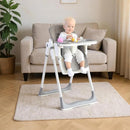 3-in-1 Foldable High Chair for Babies & Toddlers – Adjustable Height, Reclining Seat, 5-Point Safety Harness, Removable Tray, Lockable Wheels, Washable Cushion – Portable & Easy Clean, Grey by TinyTreasures Baby Boutique