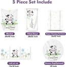 Personalized Baby Crib Bedding Set, 5-Piece Cows Design Baby Crib Sets with Custom Name, Toddler Double Layer Blanket Fitted Sheets Changing Pad Cover Rug Wall Art Set, Charming Nursery Decor by TinyTreasures Baby Boutique