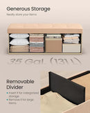 SONGMICS Mazie Collection - Storage Ottoman Bench, 43 Inches Folding Foot Rest Stool, End of Bed Bench, Easy Assembly, for Living Room, Bedroom, Entryway, Apricot Orange ULSF077O01 by CozyNest Decor