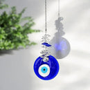 Blue Glass Evil Eye Talisman with Crystal Beads - Good Luck Charm, Home, Office, Car Decoration, Blessing Ornament, Reflects Negative Energy by GreenHaven Gardens