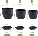 Large Flower Pots 12/10/9 inch, Set of 3 Modern Decorative Plastic Planters with Drainage Holes and Saucers for Garden House Plants, Plant Pots for Indoor Outdoor Plants, Speckled White by GreenHaven Gardens