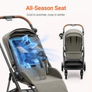 Air Lux Baby Stroller with Carbon Fiber Frame, One-Hand Fold & Reversible Seat, Magnetic 5-Pt Harness, Car Seat Adapter, 15.8lbs, Vetiver by TinyTreasures Baby Boutique