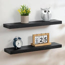 Fun Memories Handcrafted European Pine Floating Shelves - Natural Rustic Wooden Wall Shelf Set of 2-24 Inch Storage Shelf Display Shelf for Kitchen Bathroom Living Room Bedroom Farmhouse - Black by CozyNest Decor