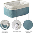 TheWarmHome Fabric Storage Bin with Handles,Storage Basket for Home Storage and Organization, Shelf Basket with Cover for Living Room Bedroom Closet（White & Green Medium 13.8L×9.8W×6.7H by TinyTreasures Baby Boutique