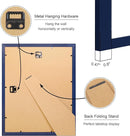 11x14 Picture Frame Set of 4, 11 x 14 Wood Photo Frames with Mat for 8x10, Natural Wooden Frame with Real Glass Cover for Wall and Tabletop Display,Blue by CozyNest Decor