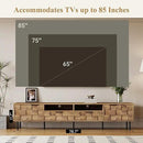 Modern TV Stand for TVs up to 85", Mid-Century Media Console with Checkered Cabinet Doors, Storage Drawers & Open Shelves, Wood Entertainment Center with Metal Legs by CozyNest Decor