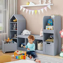 Vabches Toy Storage Organizer for Kids Bookshelf with Reading Nook, Multifunctional Bookcase with 7 Storage Cubbies, 2 Movable Drawers and Seat Cushion for Keeping Kids' Toys Books Organized, Grey by CozyNest Decor