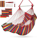 Outerman Hammock Chair, Hanging Chair with 3 Cushions and Foot Rest Support, Sturdy Metal Spreader Bar Max 440 Lbs, Swing Chair for Bedroom, Indoor & Outdoor, Patio, Porch or Tree（Red） by GreenHaven Gardens