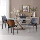 BV Mid Century Modern Dining Chairs Set of 2, Upholstered Pu Leather Accent Chair with Walnut Bentwood Back, Armless Kitchen Chair for Dining Room, Living Room, Kitchen, Black by CozyNest Decor