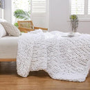 WESHIONGOO Chunky Knit Blanket Throw Knitted Throw Blankets for Couch Bed Fluffy Soft Blanket with Jumbo Chenille Yarn Thick 100% Handmade (White, 50"×60") by CozyNest Decor