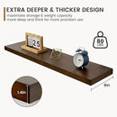 Floating Shelves 36 Inches Long - 8 Inch Deep Rustic Solid Pine Wood for Storage - Farmhouse Wall Mounted for Living Room - Heavy-Duty Metal Bracket - 36" W x 8" D - Set of 2 - American Walnut Color by CozyNest Decor