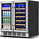Wine and Beverage Refrigerator 30 Inch, Beverage Fridge Dual Zone with Upgraded Cooling, Wine Beverage Cooler Built-in or Freestanding, 30 Bottles and 110 Cans Large Capacity by CozyNest Decor